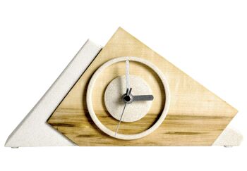 Horloge de table en bois. Fait de grès et de placage d'érable. Modèle Laure. Idée cadeau tendance. Fabriqué à la main en Allemagne. 1