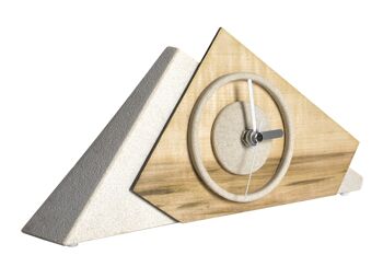 Horloge de table en bois. Fait de grès et de placage d'érable. Modèle Laure. Idée cadeau tendance. Fabriqué à la main en Allemagne. 2