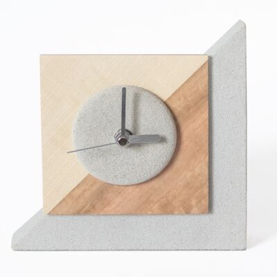 Stylische Tischuhr. Deko-Uhr klein. Aus Sandstein und Edelfurnier. Modell „Sina“. Seht trendig. Handarbeit aus Deutschland.