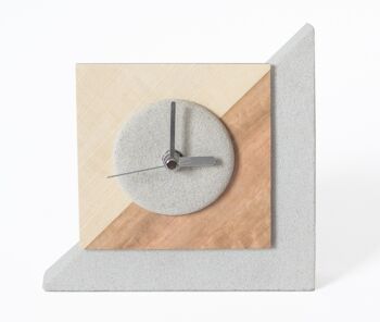 Horloge de table élégante. Petite horloge décorative. En grès et placage fin. Modèle " Sina ". Regardez à la mode. Fabriqué à la main en Allemagne. 1