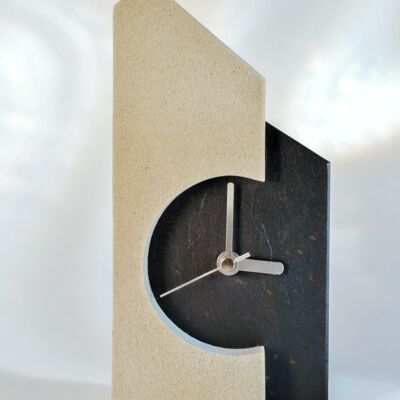 Small decorative clock. Made of natural slate and sandstone. Felix model. Great gift idea. Handmade from Germany.
