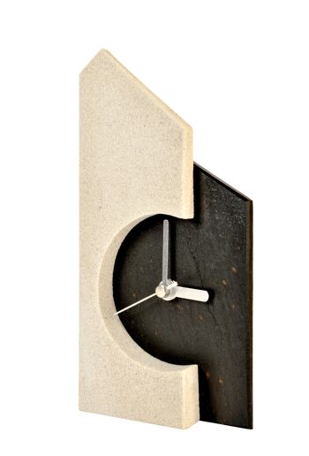 Petite horloge décorative. Fabriqué en ardoise naturelle et grès. Modèle Félix. Excellente idée cadeau. Fabriqué à la main en Allemagne. 3