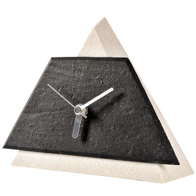 Small grandfather clock black. Kitchen clock anthracite. Stylish modern table clock. Made of sandstone and slate. Max model. Great gift idea.