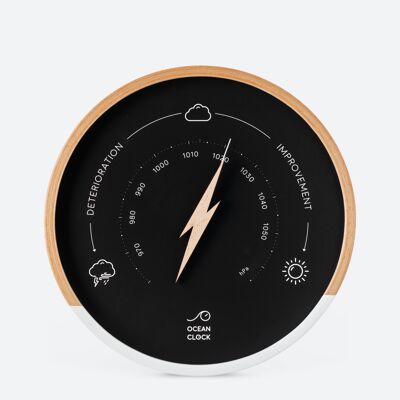 Barometer aus Holz in schwarzem Design