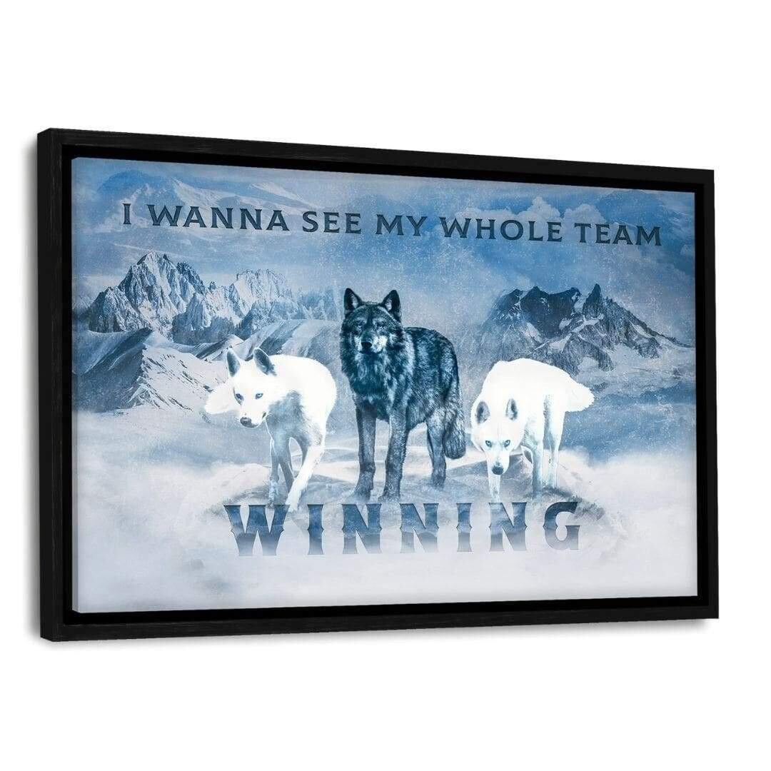 Das Wolfsrudel - Leinwandbild mit Schattenfuge