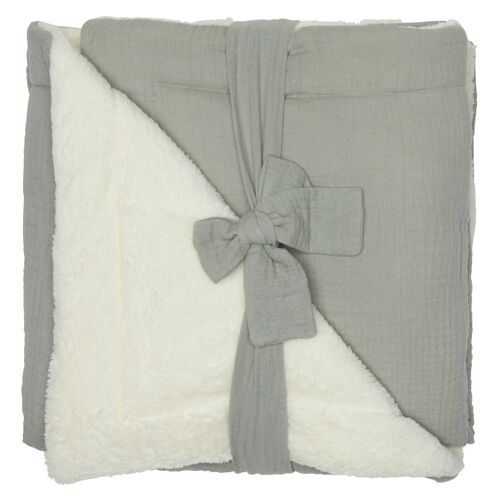 Couverture peluche double gaze & microfibre Mix & Match Vert de gris