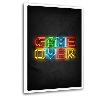 Game over - neon - Leinwand mit Schattenfuge