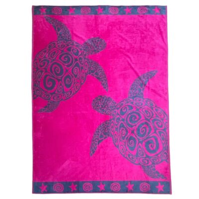 Frottee-Strandtuch Jacquard Fuchsia Turtles 140x180 400g/m²