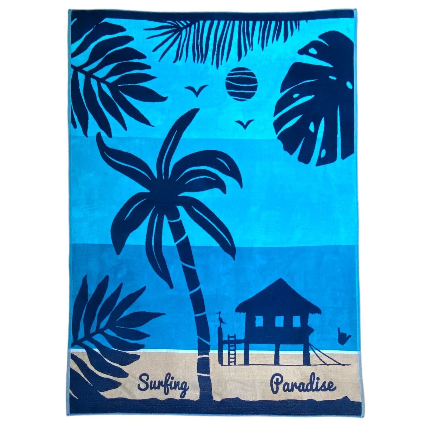 Strandtuch aus Jacquard-Harrington-Velours-Frottee, 140 x 180 cm, 400 g/m²