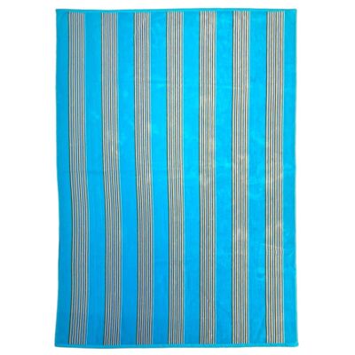 Serviette de plage éponge velours Jacquard Milonga Turquoise XL 140x180 400g/m²