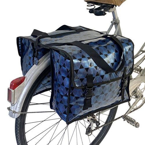Pack de 4 sacoches vélo + 4 protège selles - Bleu&noir, Rouge&or, Noir&argent, Rose&noir