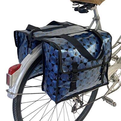 Pack mit 4 Fahrradtaschen + 4 Sattelschonern - Blau&Schwarz, Rot&Gold, Schwarz&Silber, Pink&Schwarz