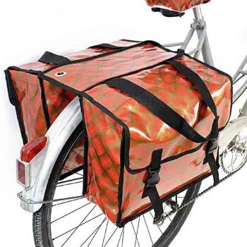 Pack de 4 sacoches vélo + 4 protège selles - Bleu&noir, Rouge&or, Noir&argent, Rose&noir 4