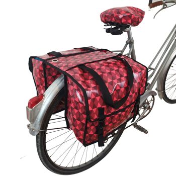 Pack de 4 sacoches vélo + 4 protège selles - Bleu&noir, Rouge&or, Noir&argent, Rose&noir 7