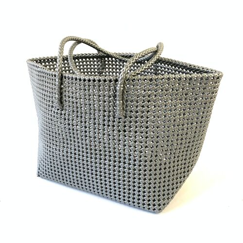 Panier en plastique recyclé - gris argenté