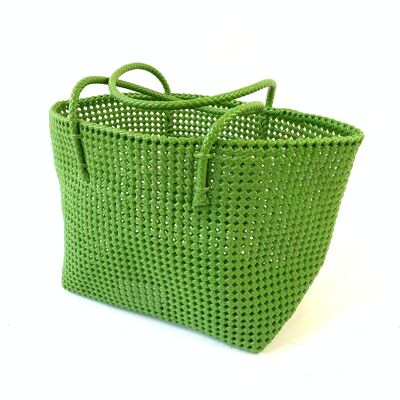 Cesta de plástico reciclado - verde pradera