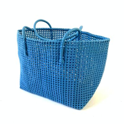 Recycled plastic basket - turquoise blue
