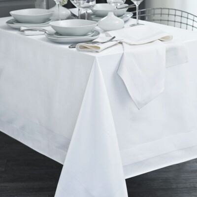 BAND SATIN WHITE TABLECLOTH RECT 150X250