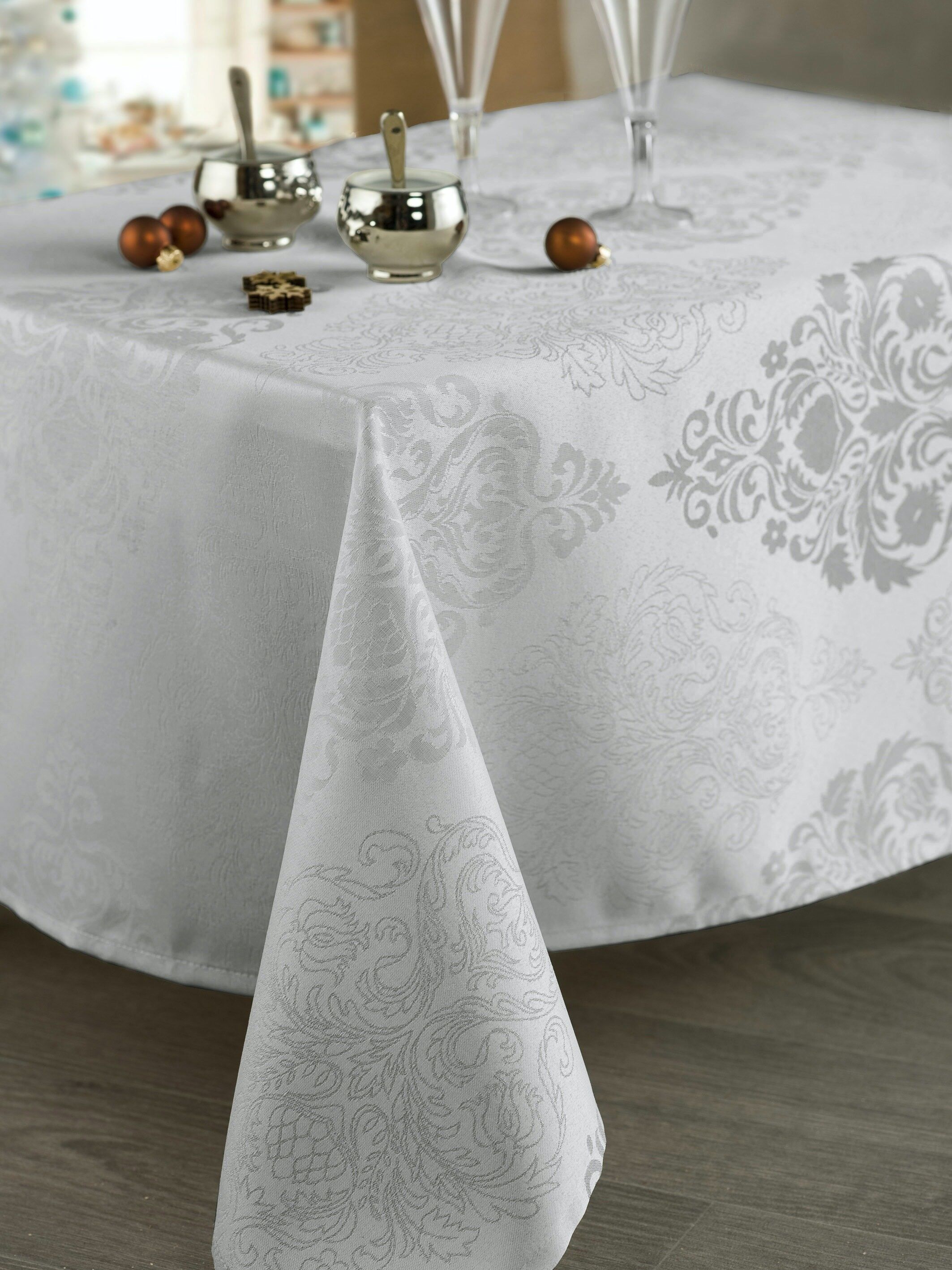 BOLLENE GRAU/SILBER RECHTECKIGE TISCHDECKE 150X350