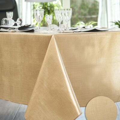 GOLD WEAVING EFFECT RECT TABLECLOTH 140X250
