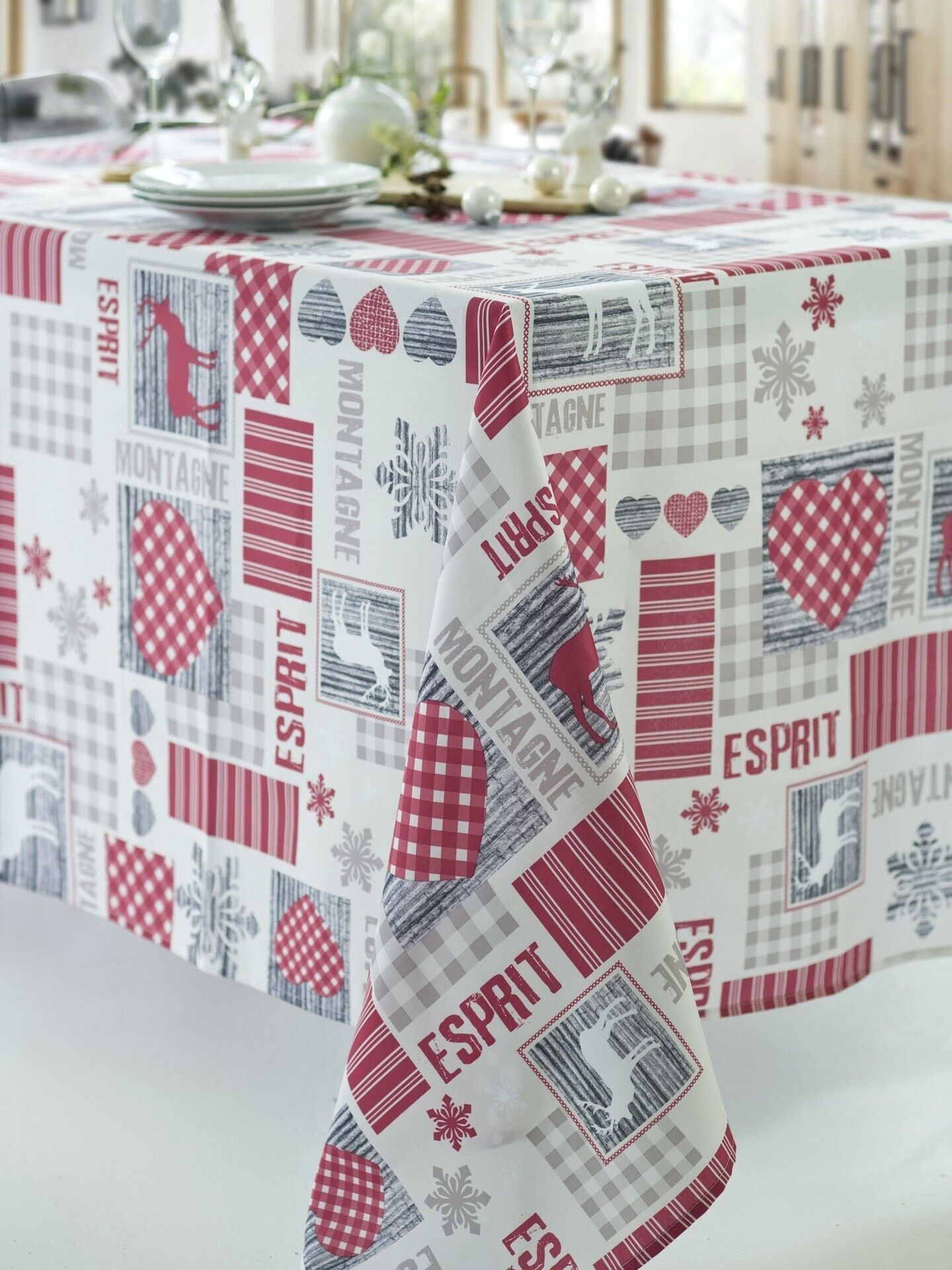 SPIRIT OF MOUNTAIN BEIGE RECHTECKIGE TISCHDECKE 150X300