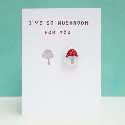 Greeting card with badge - So mushroom