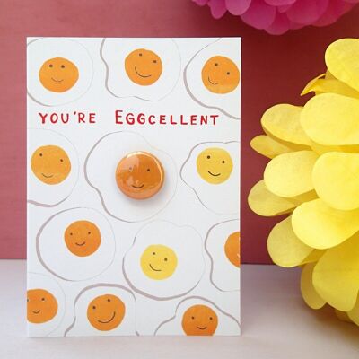 Biglietto d'auguri con badge - Eggcelllent Eggs
