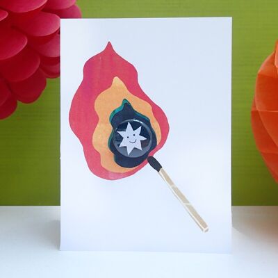 Greeting card with badge - Flame