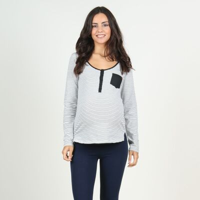 Basic striped nursing T-shirt