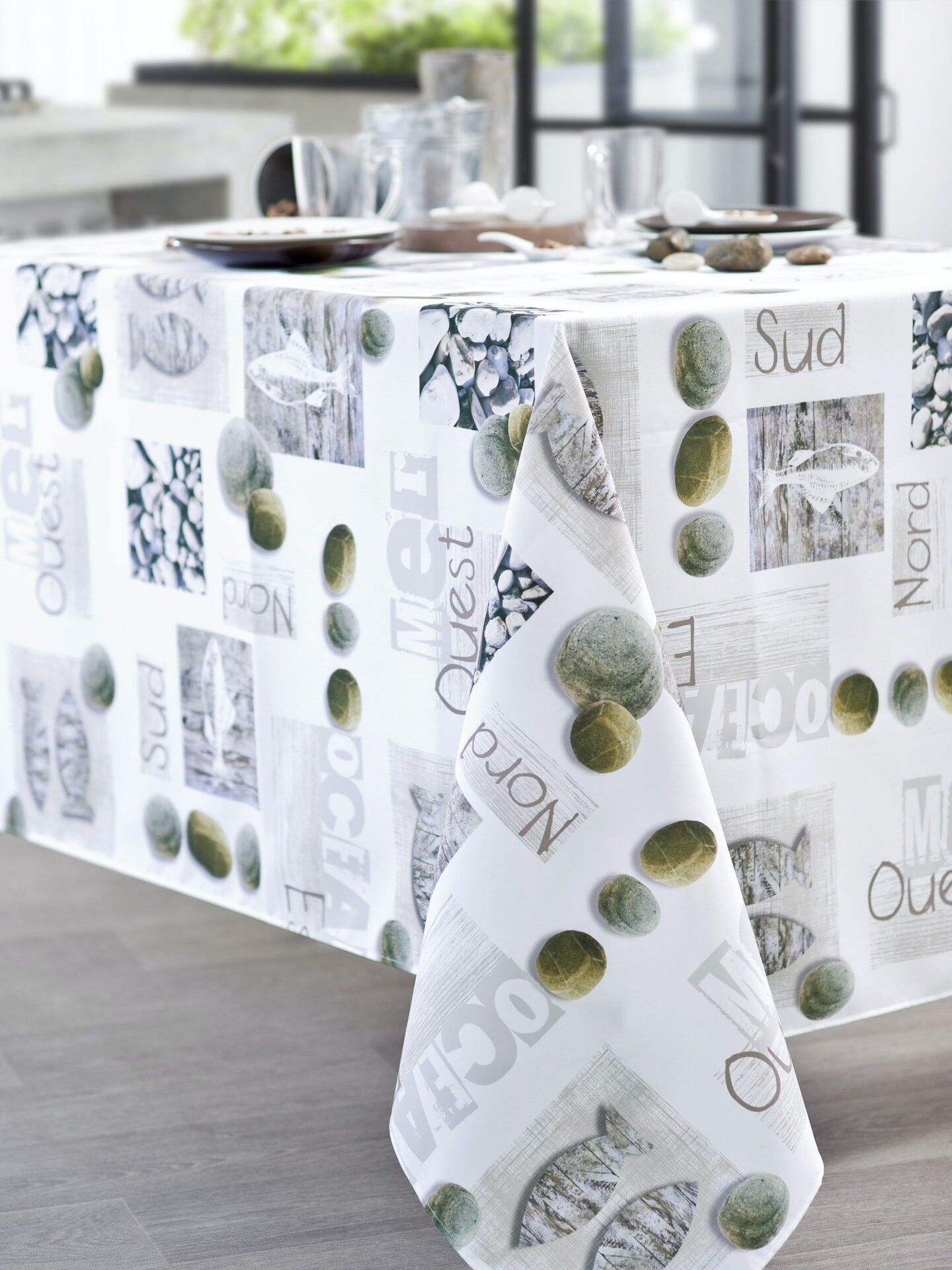 TISCHDECKE MARINO GRAU RECHTECKIG 150X300