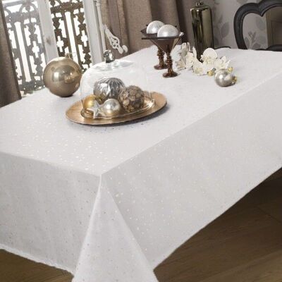 EVITA WHITE/SILVER TABLECLOTH RECT 150X250