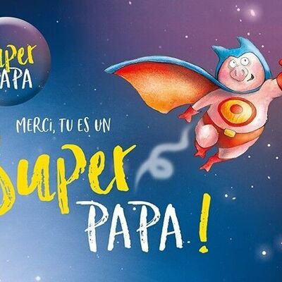 Festa del Papà - Biglietto doppio "Super PAPÀ!" con badge magnetico