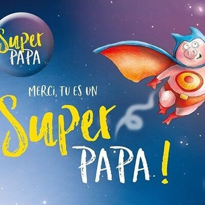 Día del Padre - Tarjeta doble "¡Super PAPÁ!" con placa magnética