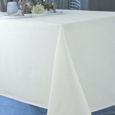 MANTEL FEROE BLANCO PLATA RECT 150X250