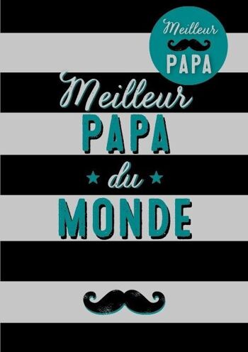 Fête des Pères - Carte double "Meilleur Papa du monde" avec badge magnétique 2