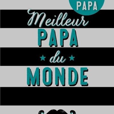 Fête des Pères - Carte double "Meilleur Papa du monde" avec badge magnétique