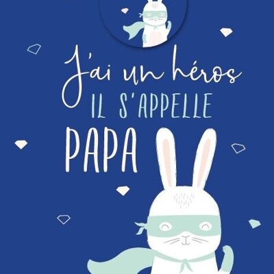 Festa del Papà - Biglietto doppio "Ho un eroe..." con badge magnetico