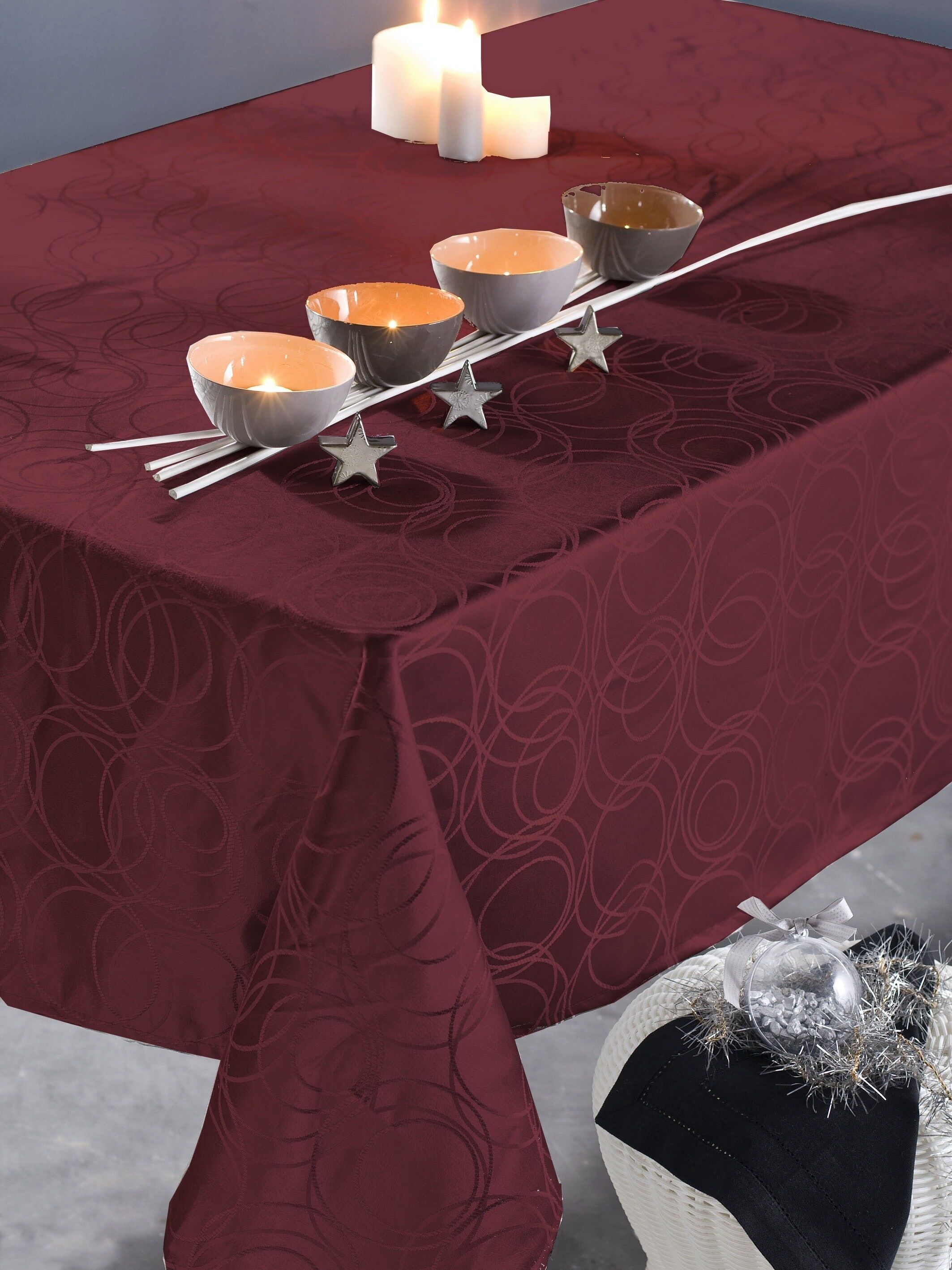 KYLIE BORDEAUX RECHTECKIGE TISCHDECKE 150X300