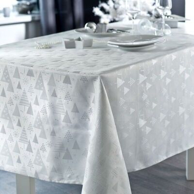 PINEDE WHITE/SILVER RECT TABLECLOTH 150X250
