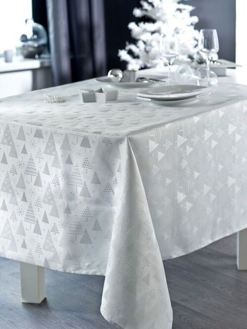 PINEDE BLANC/ARGENT NAPPE RECT 150X350