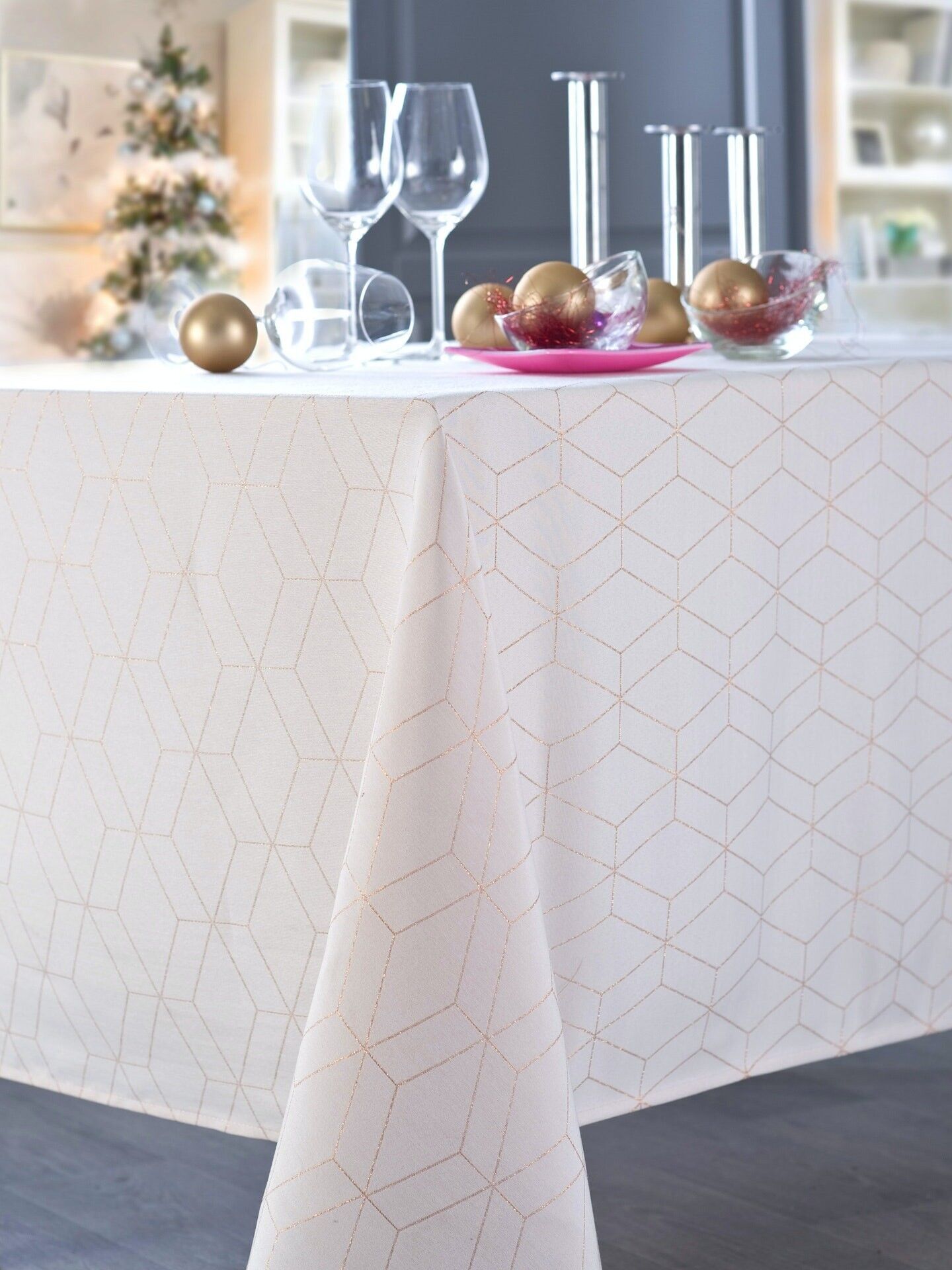 DAMOUZY ROSE GOLD RECHTECKIGE TISCHDECKE 150X350