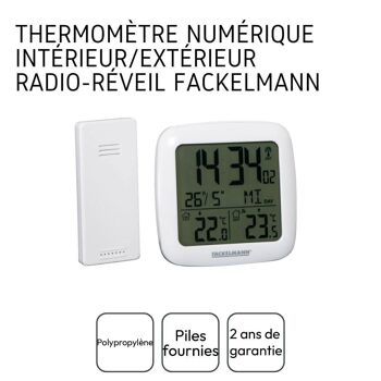 Thermomètre numérique radio-réveil Fackelmann Tecno 3