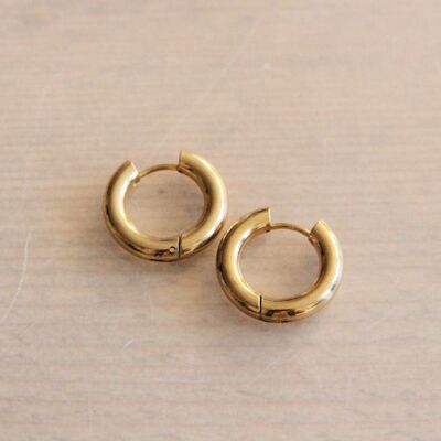 Stainless steel wide creole 16mm - gold