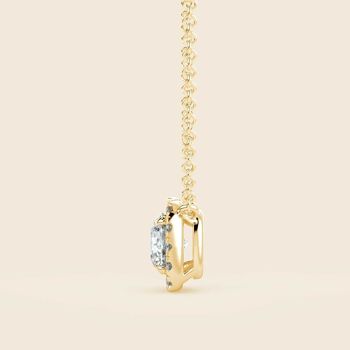 Collier Halo Coussin Jacinthe - Or 18 Carats 4