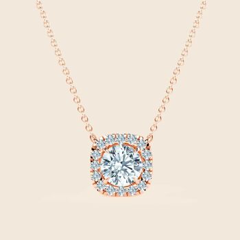 Collier Halo Coussin Jacinthe - Or 18 Carats 6