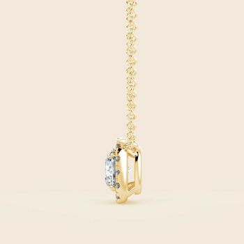 Collier Halo Coussin Jacinthe - Or 18 Carats 14