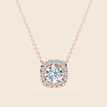 Collier Halo Coussin Jacinthe - Or 18 Carats 21