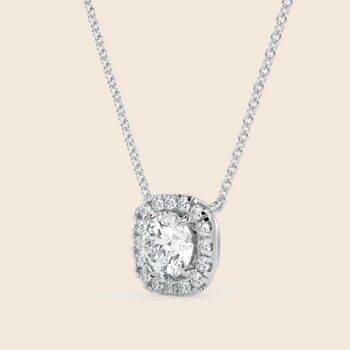 Collier Halo Coussin Jacinthe - Or 18 Carats 35
