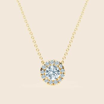 Collier Halo Rond Jacinthe - Or 18 Carats 1