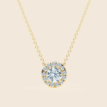 Collier Halo Rond Jacinthe - Or 18 Carats 2